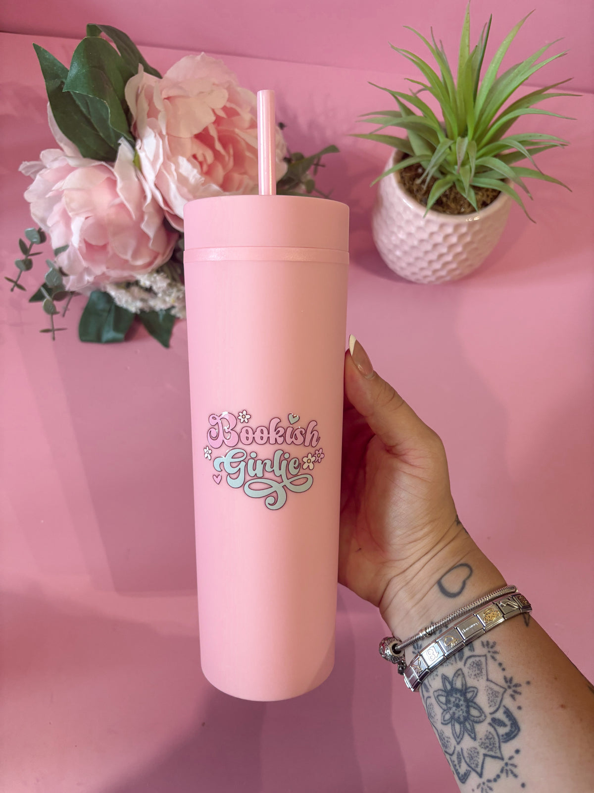 Bookish Girlie Pink 16oz Skinny Tumbler