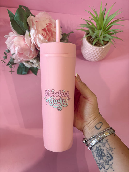 Bookish Girlie Pink 16oz Skinny Tumbler
