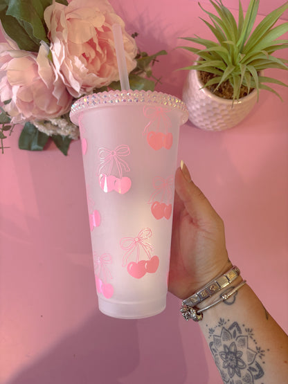 Cherry Bows 24oz Cold Cup