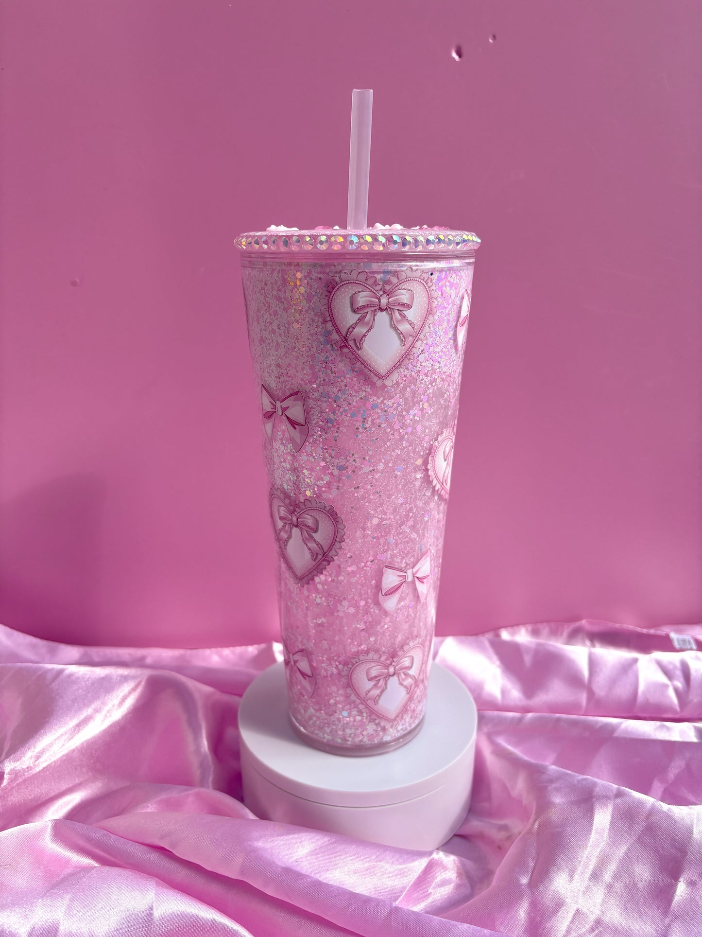 Bows & Hearts 24oz Snowglobe Tumbler
