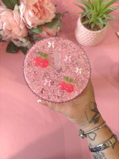Cherries & Bows 16oz Snowglobe tumbler