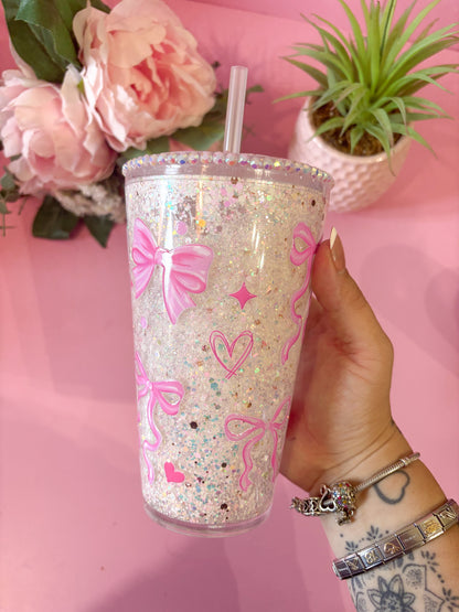 Bows & Hearts 16oz Snowglobe Tumbler
