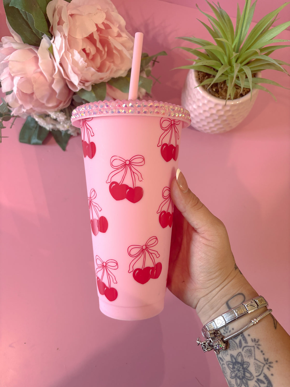 Red Cherry Bows 24oz Cold Cup