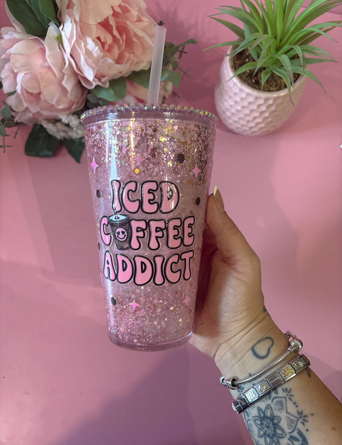 Iced Coffee Addict 16oz Snowglobe Tumbler