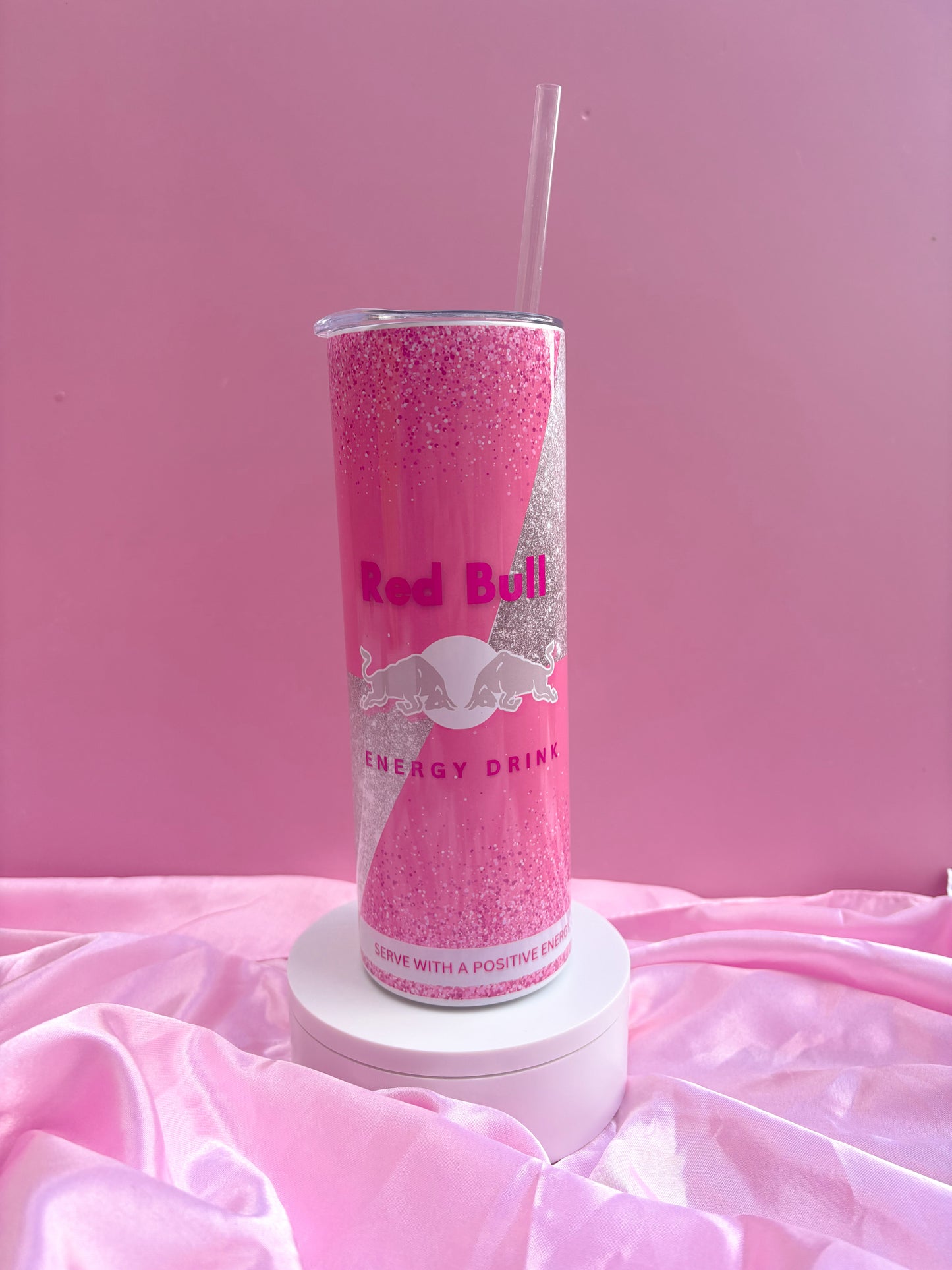 Pink Redbull 20oz Tumbler With Straw