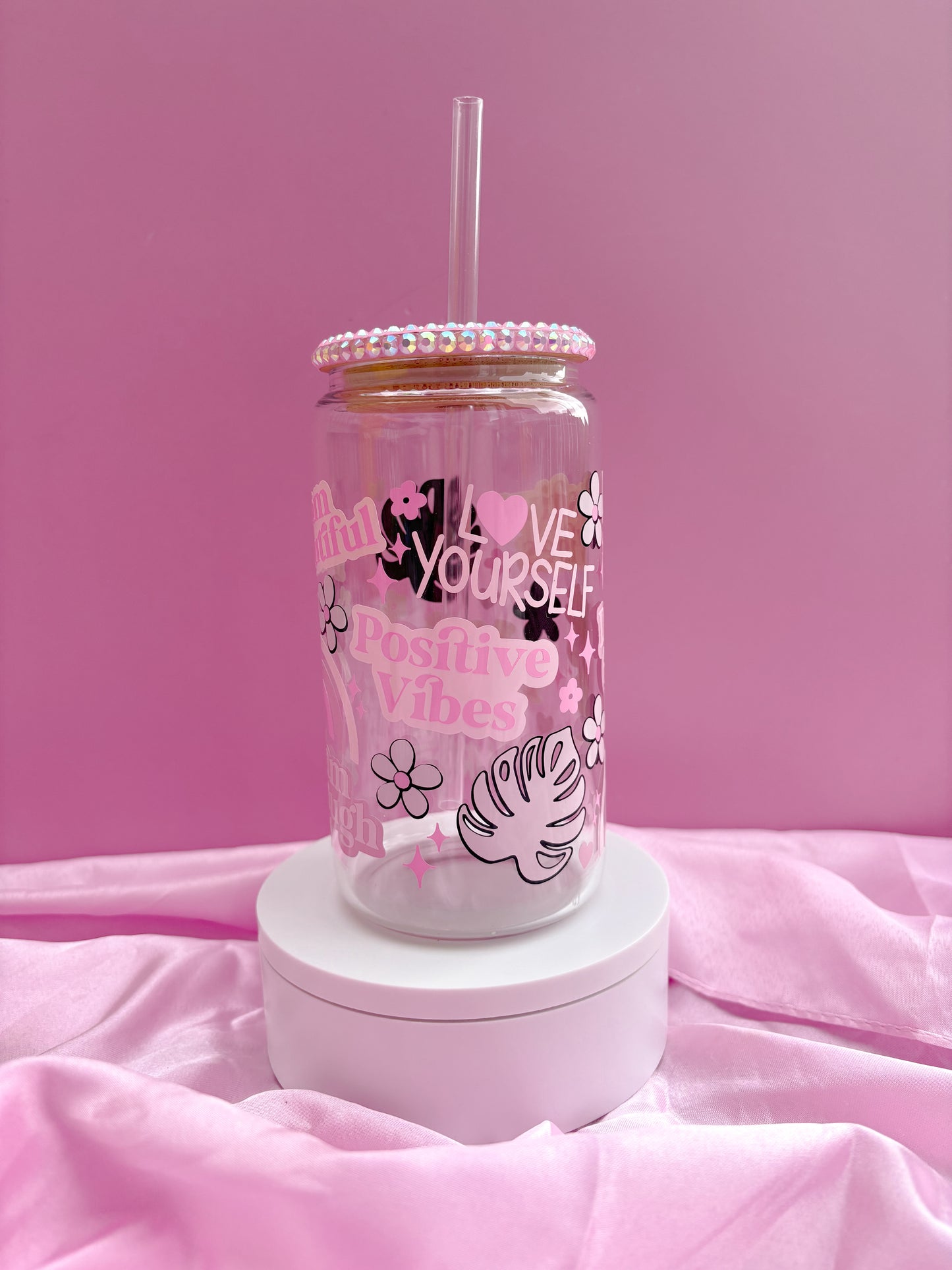 Positive Vibes 16oz Glass Can