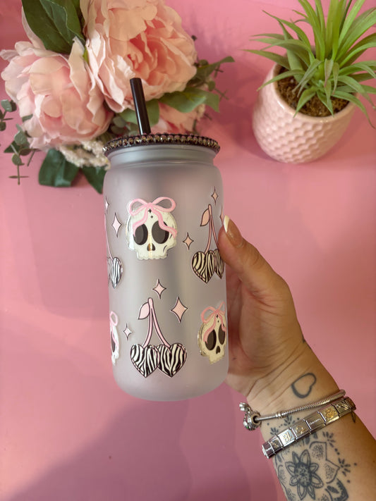 Skull & Cherries 16oz Libbey Can - Plastic