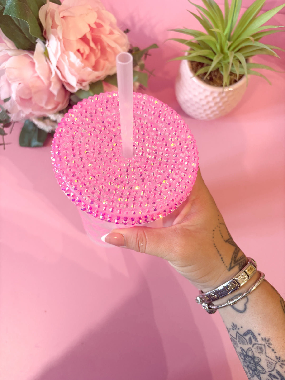 Hot Pink Doodle Hearts 24oz Cold Cup